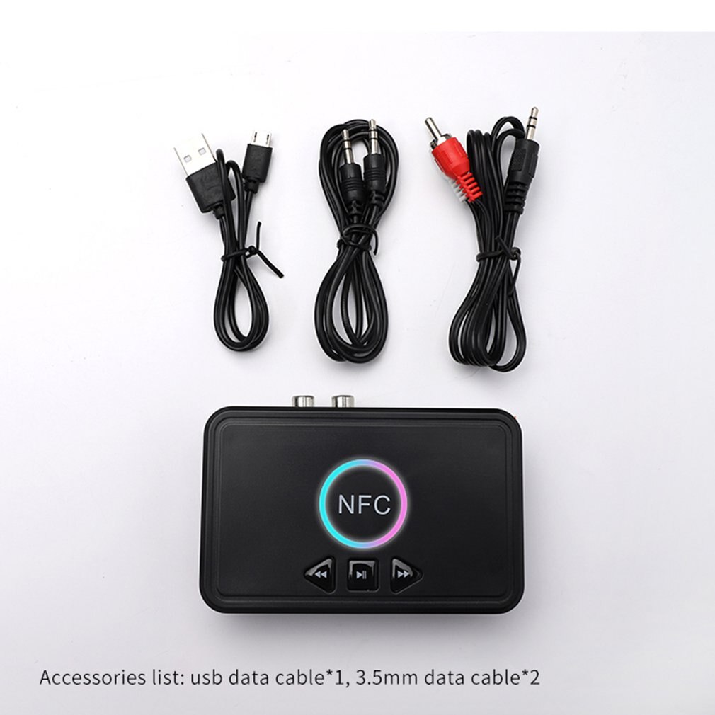 Bluetooth 5.0 Receiver Adapter NFC 3.5mm RCA Audio AUX Output Wireless Bluetooth Dongle Stereo Receptor for Amplifier Speaker