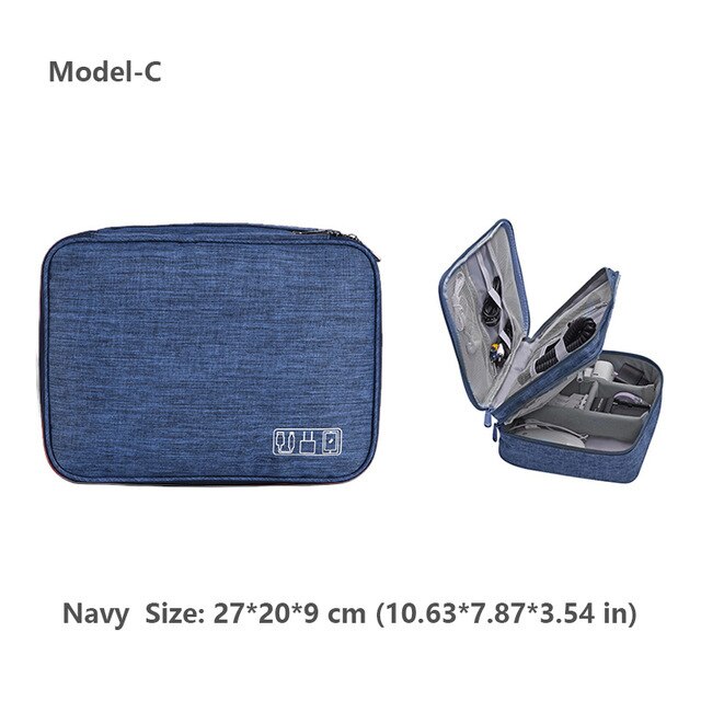 Odporne na wstrząsy elektroniczne akcesoria podróżne torba cyfrowa torebka na słuchawki gadżety etui Power Bank kabel do ładowarki USB Organizer: Navy Model C