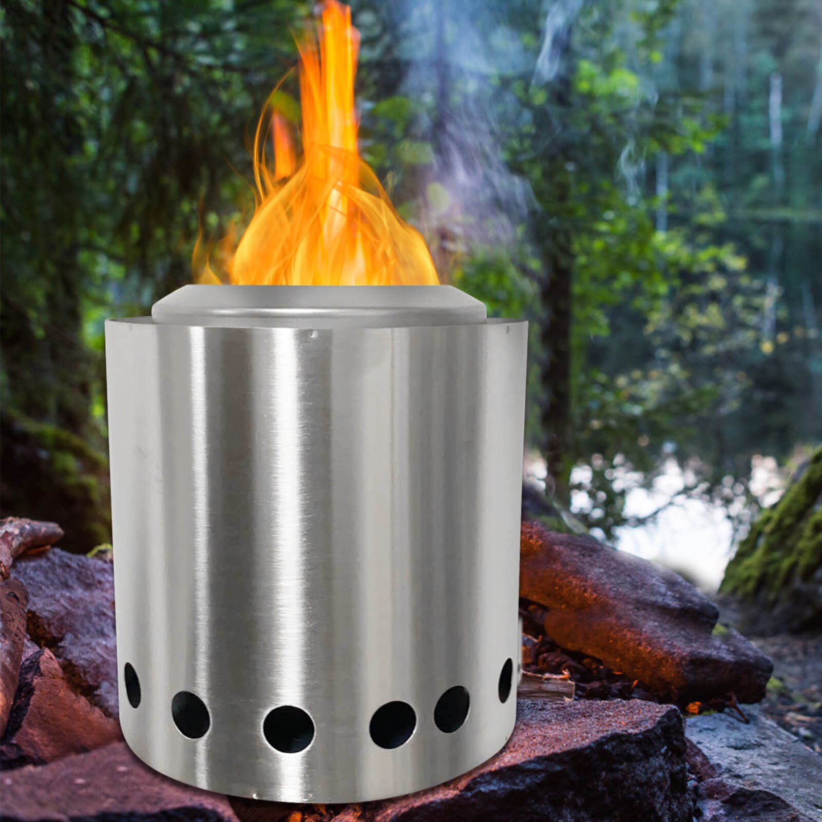 Stainless Steel Folding Furnace Outdoor Wood Stove Practical Portable Grill Stove Winter Heating Stove for Outdoor Camping