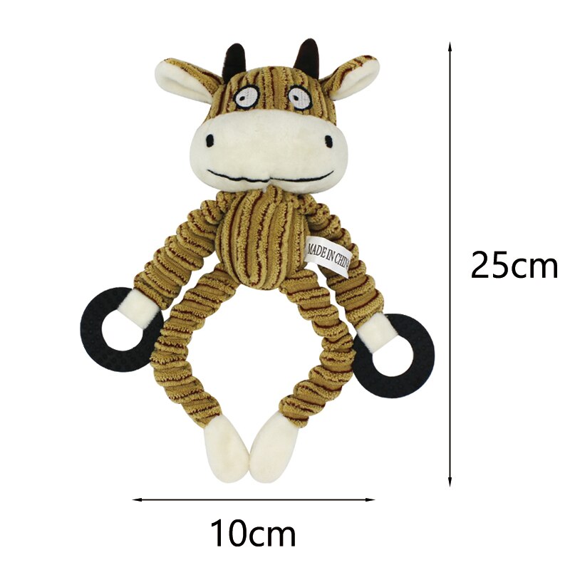 Djur form sällskapsdjur hund uppstoppade leksaker för små hundar plysch pipande valp katt tugga leksak yorkshire terrier mascotas perros accesorios: Cirkel med ko