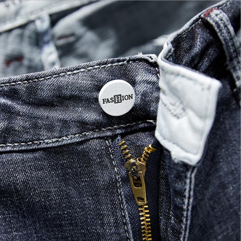 Mænd sommer korte jeans huller denim shorts mænd bomuld stretch jeans shorts slim sorte jeans shorts mænd skinny jeans