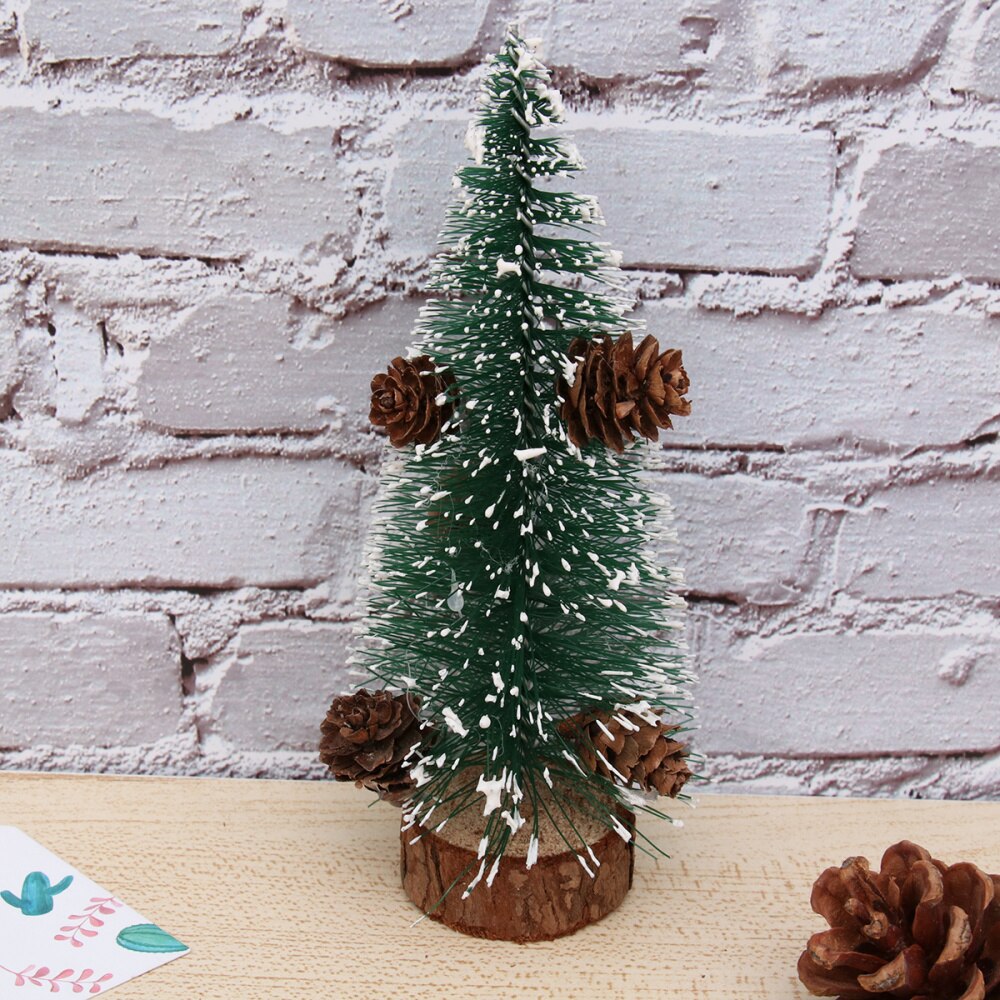2pcs Mini Christmas Tree Decors Simulation Snow Covered Pine DIY Ornaments for Home Party Bar 10cm: Picture 1