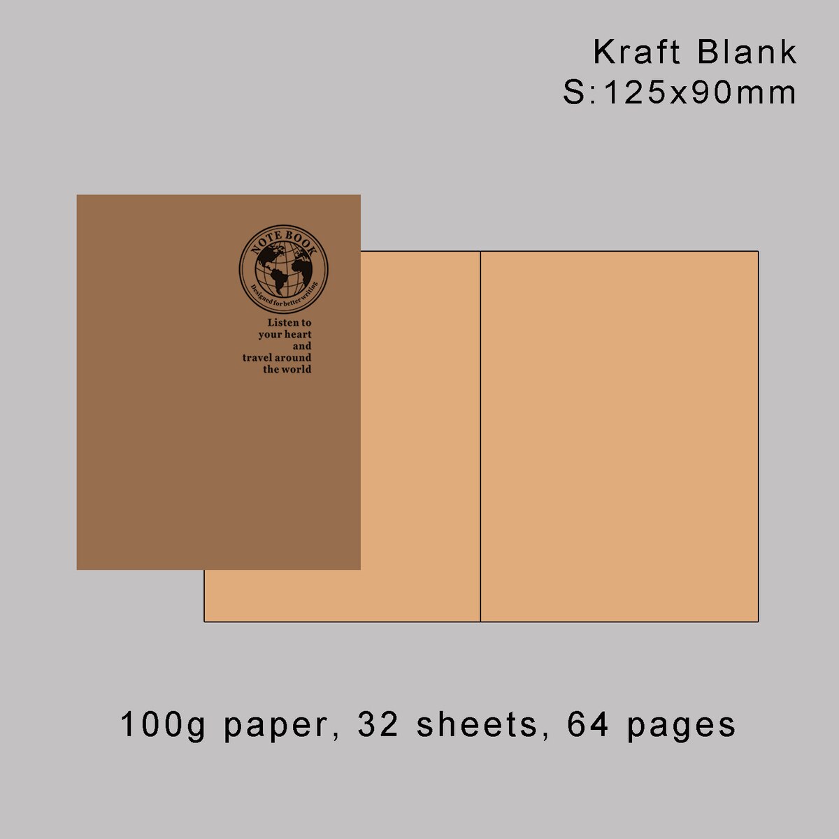 Læder notesbog indsats refill til rejsejournal dagsorden pas skitsebog kraft dagbog prikket daglig ugentlig månedlig planlægger: S kraft blank