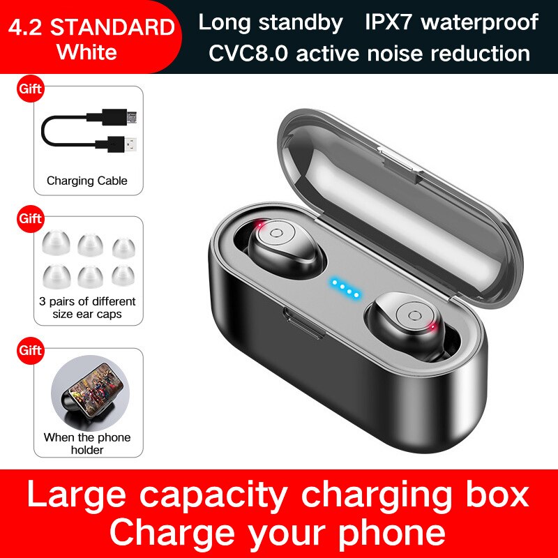 Draadloze Bluetooth Headset Bluetooth 5.0 IPX7 Waterdichte Mini Sport Oordopjes Bluetooth Headset Met Microfoon Opladen Doos: L0022A-black