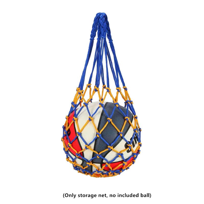 Veving nylon nettpose ballbærende mesh nettpose sport bærbart utstyr fotballballer volleyballball nettpose: Marineblå