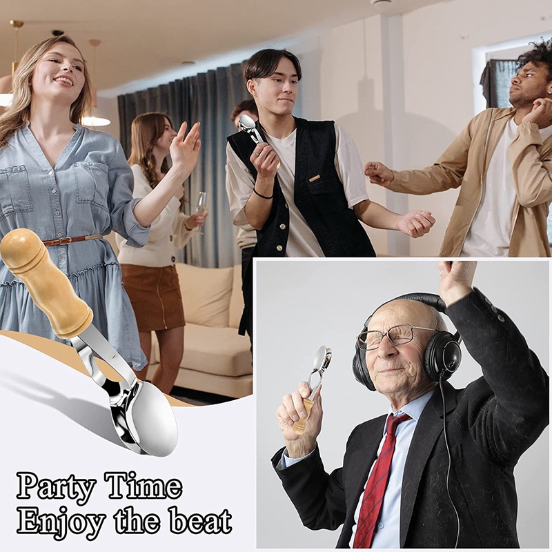 Musical Spoons Instrument with Wooden Handle Percussion Instrument with Wooden Handle Irish Percussion Instrument