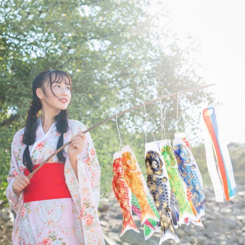 Colorful Japanese Style Carp Wind Sock Koinobori Fish Flag Wall Hanging Decoration