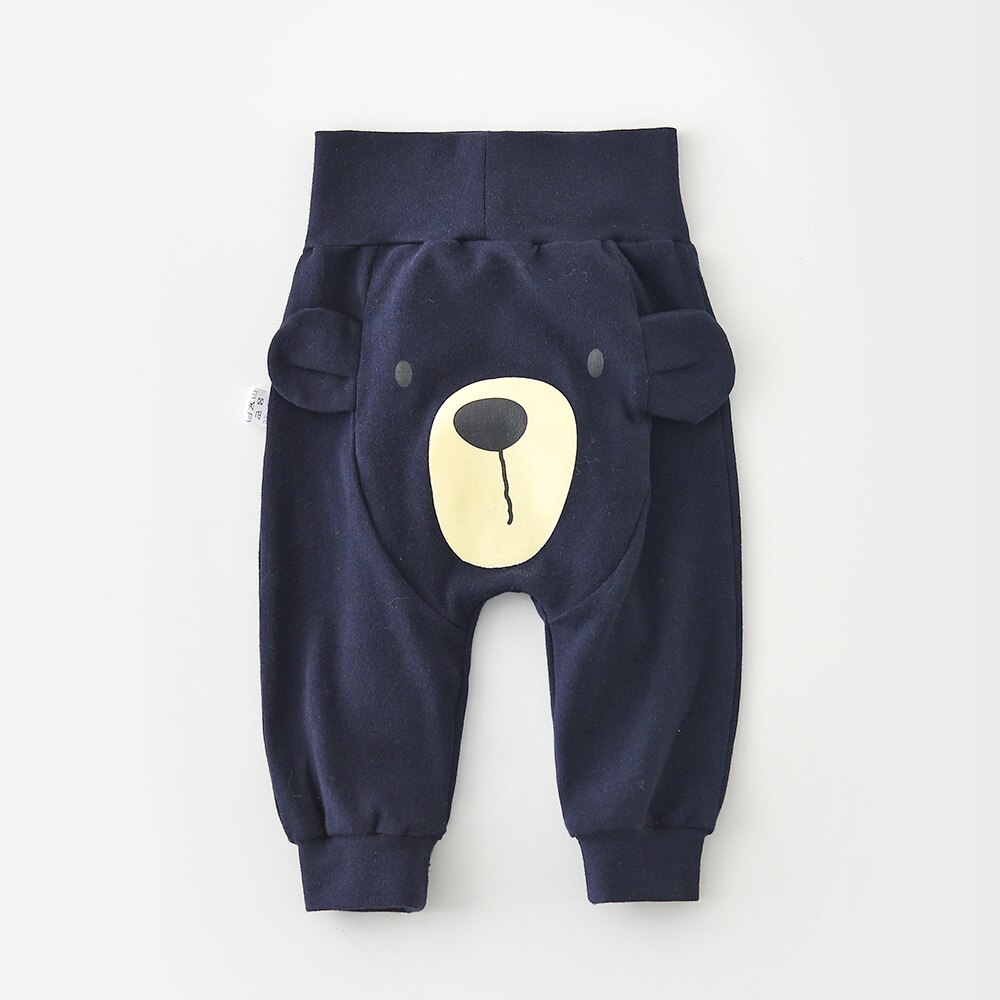 2022 Pasgeboren Broek Baby Jongens Casual Elastische Hoge Taille Broek Peuter Meisjes Leuke Cartoon Bear Patroon Mode Harembroek: blue / 3T 100cm