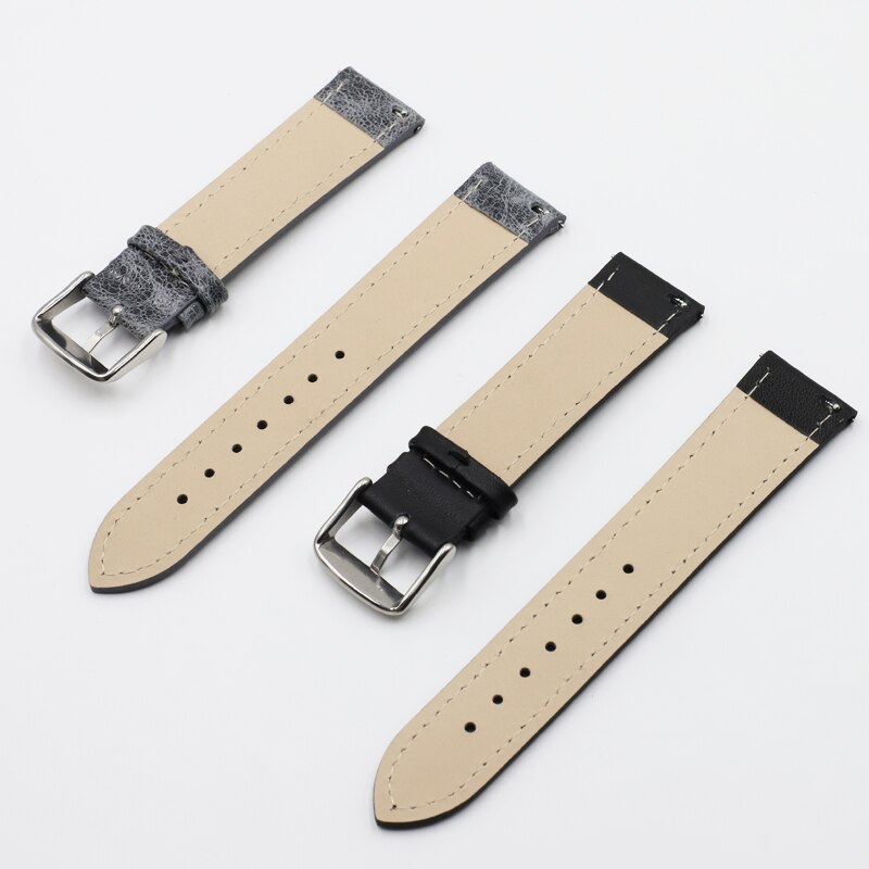 Retro Watch Strap Band 18mm 20mm 22mm 24mm Leather Watchbands Gray Black Brown Blue for Men Watch Accessories