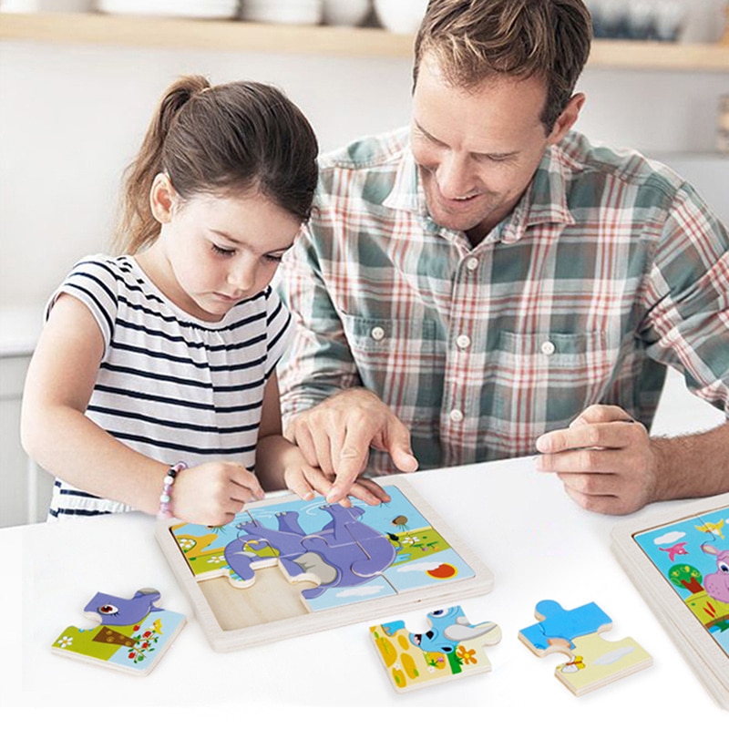6 Kleine Stuk Kids Toy Houten Puzzel Houten 3D Puzzel Voor Kinderen Baby Cartoon Dier Puzzels Educatief Speelgoed