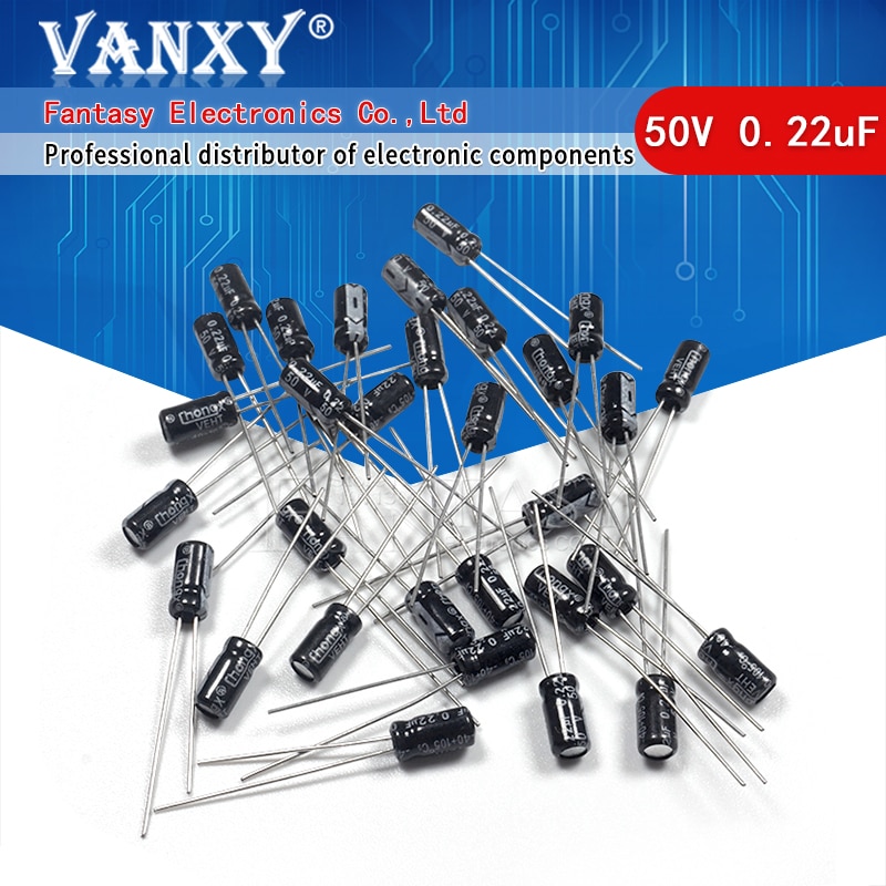 50 stk higt 50 v 0.22uf 5*11mm 0.22uf 50v 5*11 elektrolytkondensator