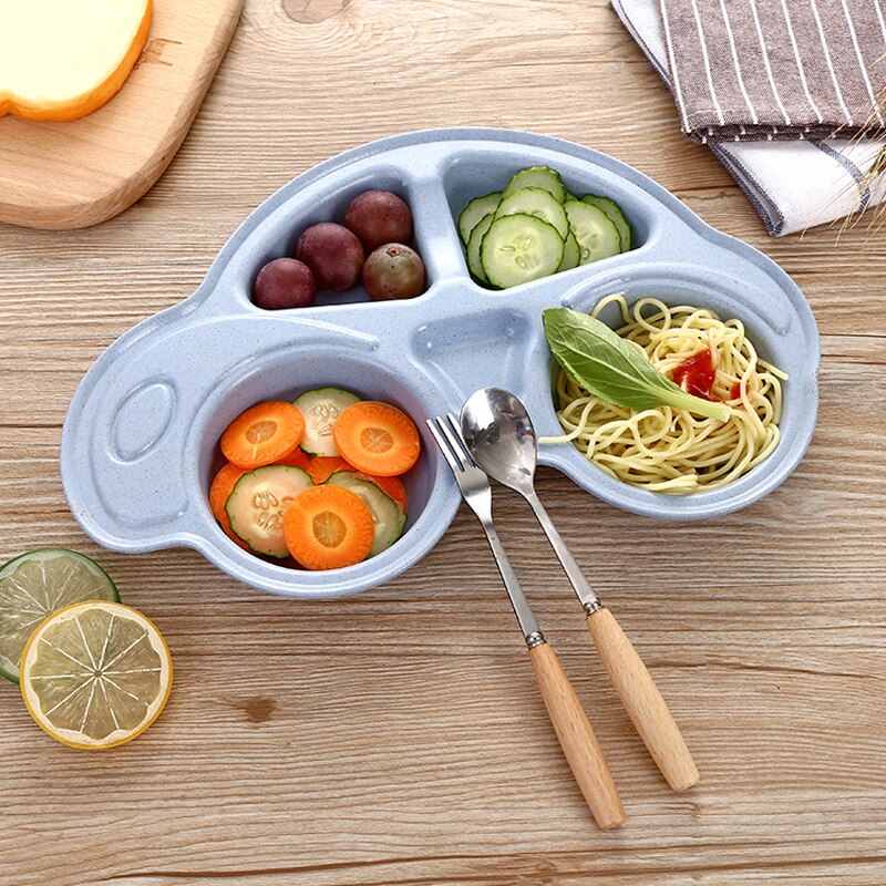 Platos con dibujos para niños pequeños, vajilla, bandeja: Azul