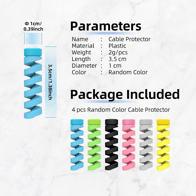 FONKEN 4 stks/partij USB Kabel Protector Winder Twisted Oplaadkabel Beschermhoes Lente Twine Oortelefoon Kabel Cover Mouw Saver