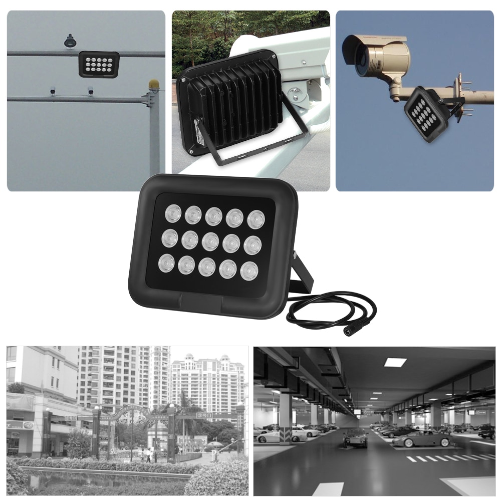 15 stk array ir leds ir illuminator nattesyn infrarød illuminator vidvinkel lang rækkevidde vandtæt til cctv sikkerhedskamera