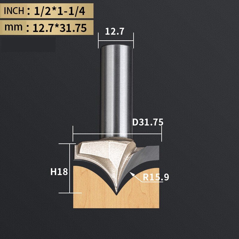Herramienta de tallado de carpintería, punta de corte redonda, punta de carburo de tungsteno, broca enrutadora CNC para grabado en madera, vástago 1/2 1/4: 28 mm