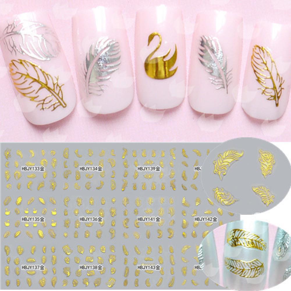 2 Stuks Mooie Witte Veer Zwaan Nail Art Decal Stickers Tips Decoratie Voor Vrouwen Meisjes Nail Art gereedschap