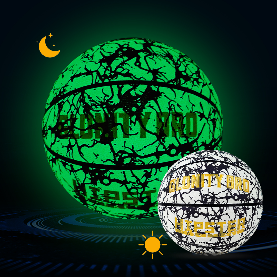 Uso nocturno Baloncesto brillante Tamaño 7 Balón luminoso de calle interior al aire libre Pelotas noctilucentes de cuero suave de PU resistentes al desgaste Blanco