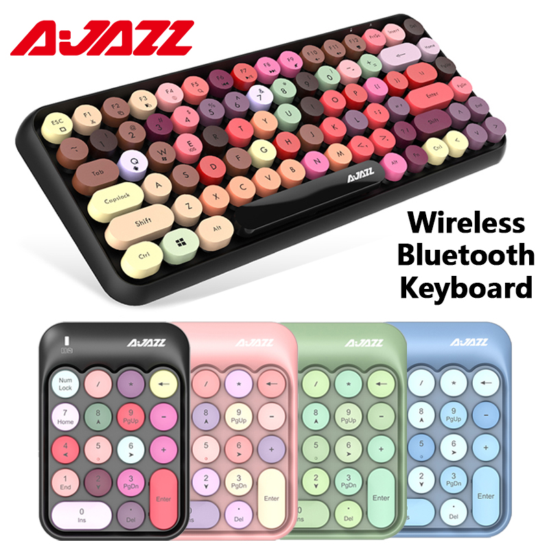 Ajazz 308I Draadloze Toetsenbord 18/84 Toetsen Ronde Keycap Bluetooth Toetsenbord Draagbare 2.4Ghz Numeriek Toetsenbord Voor Tablet Laptop Android