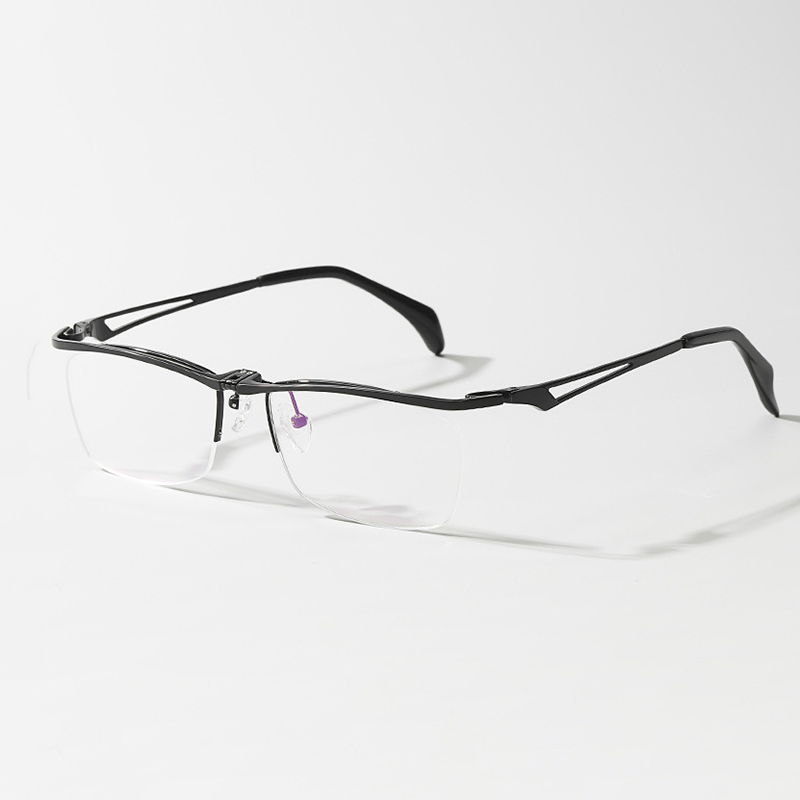 Montura de Gafas de titanio puro para hombre y mujer, anteojos ultraligeros Vintage ovalados, graduados, Gafas ópticas de tendencia para Miopía: black