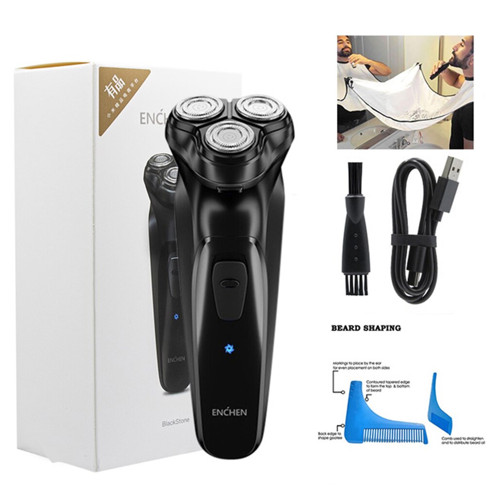 Enchen-Afeitadora eléctrica 3D para hombres, máquina de afeitar lavable tipo C, recargable por USB, cortadora de barba, Afeitadora eléctrica portátil: Morado