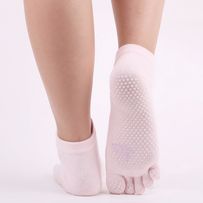 2 Pairs Vrouwen Sport Sokken Antislip Siliconen Vijf Teen Sok Vrouw Ballet Yoga Training Gym Fitness Pilates Sokken: pink