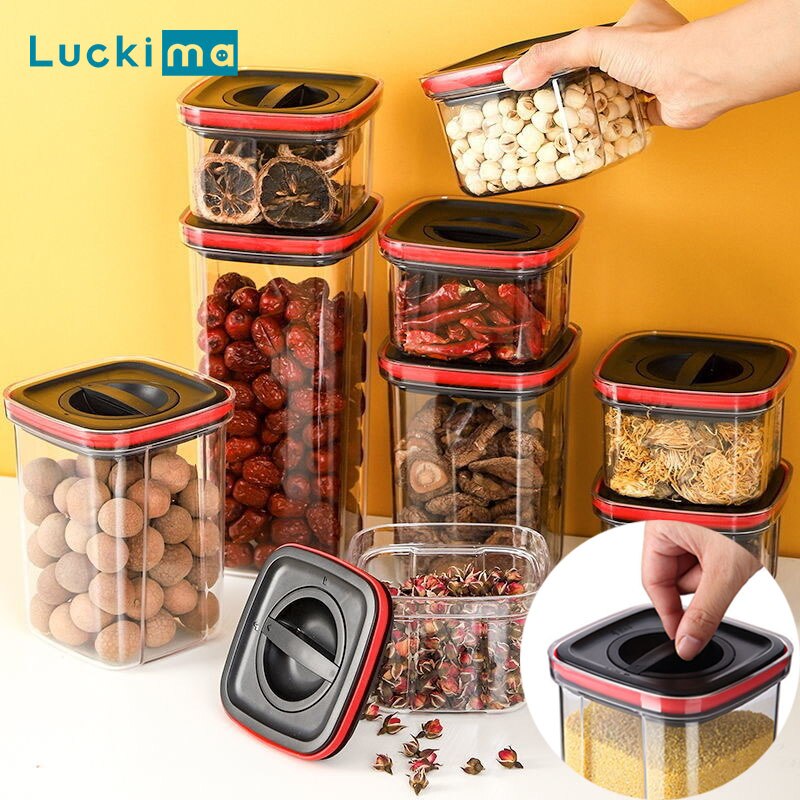 Food Vacuum Storage Box 600/1300/1800ML Food Storage Container Vacuum Sealing Tank Kitchen Keep Fresh Transparent Sealed Cans