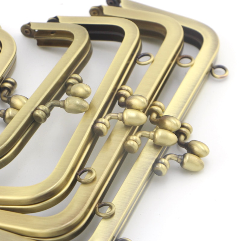 Knopper hoved haspelås glat overflade uden hul skrue pung stel 10/12.5/15/18/20cm antik messing diy kiss lock taske 5 stk/parti