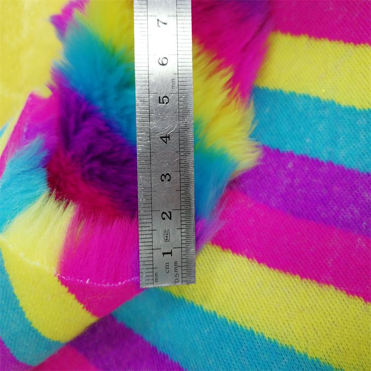 Faux fur Jacquard pluche milieuvriendelijke doek multi-color voor handtas (18mm stapel lange)