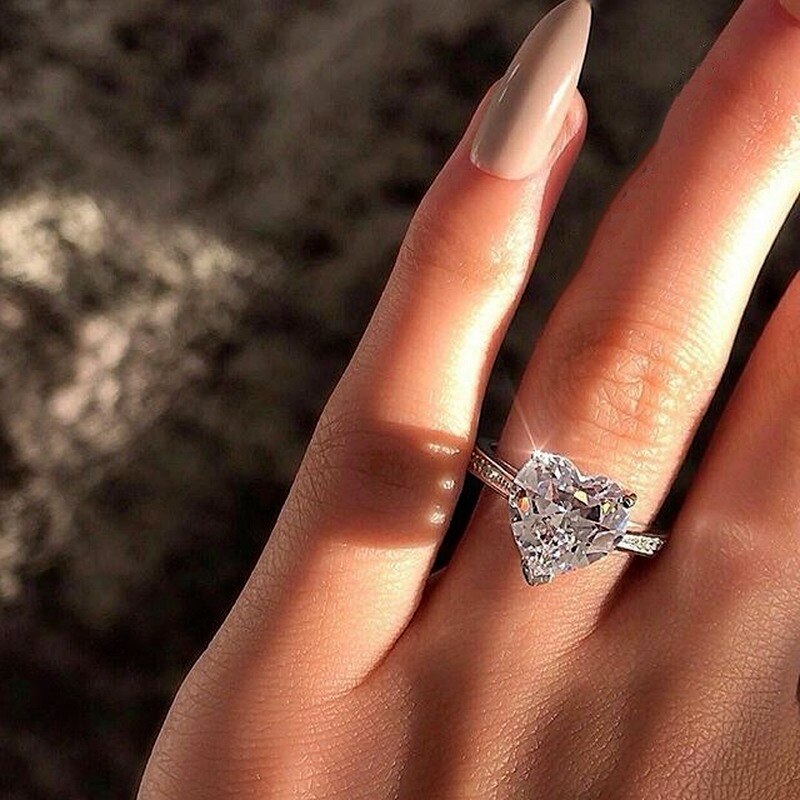 Anillo de compromiso brillante con incrustaciones para mujer, sortija de compromiso con personalidad, de amor para novia