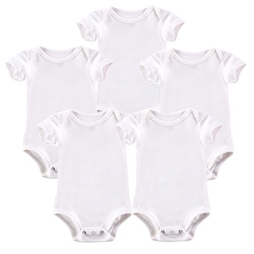 5 stuks/partij baby bodysuits newborn kleding body bebe korte mouw wit zomer merk baby jumpsuit baby meisjes jongens kleding: Wit -5 stuks / 12m