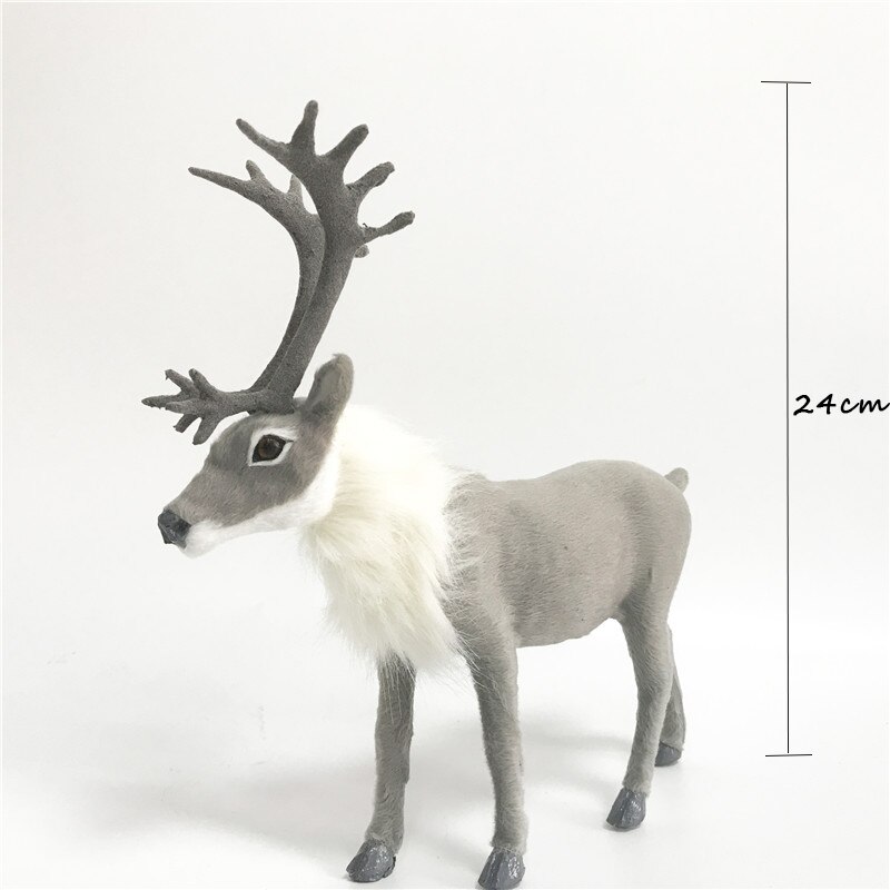 Jul elg plysj reinsdyr julepynt jul hjort fe hage miniatyr rekvisitter simulering barn  xx119: Stort horn grå
