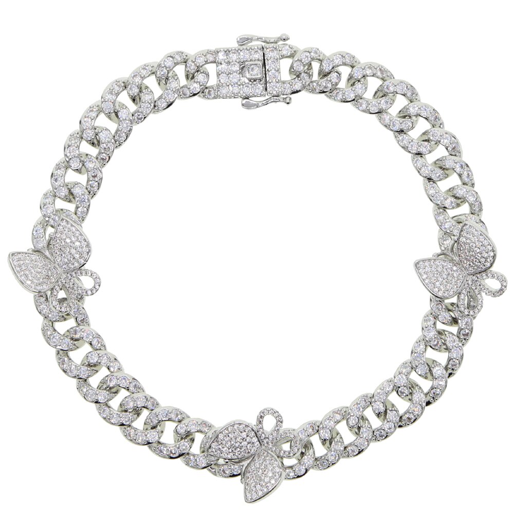 sommer neue Tennis Rosa Fußkettchen Kette Schmuck charmant kubanisch Verknüpfung Strass Mini cz gepflasterte Schmetterling Fußkettchen