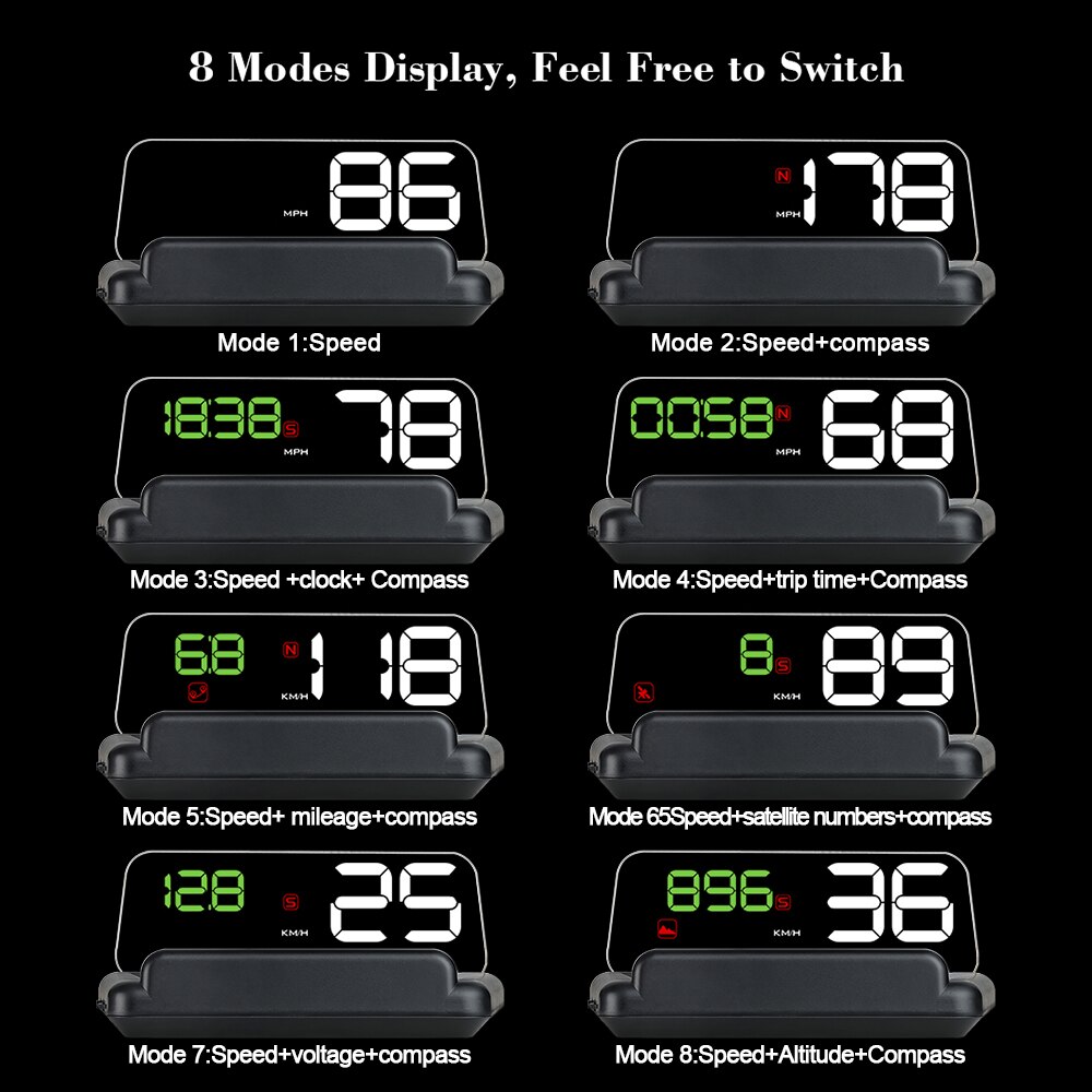 Affichage tête haute T900 HUD GPS OBD OBD2, projecteur de voiture, compteur de vitesse numérique, alarme de sécurité