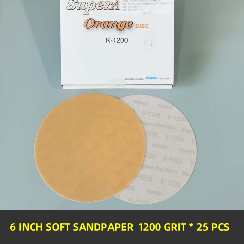 25 PCS KOVAX 6 Inch Sandpaper Round Flocking Car Paint Beauty Fine Sanding 150mm 2000 Grit: 1200 grit 25 pcs