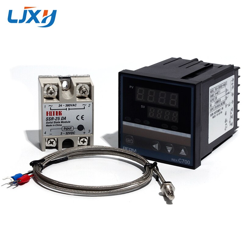 LJXH Temperature Controller REX-C700 C700 Thermocouple Universal Input SSR Output/K Type Thermocouple/Solid State RELAY: 25DA SET