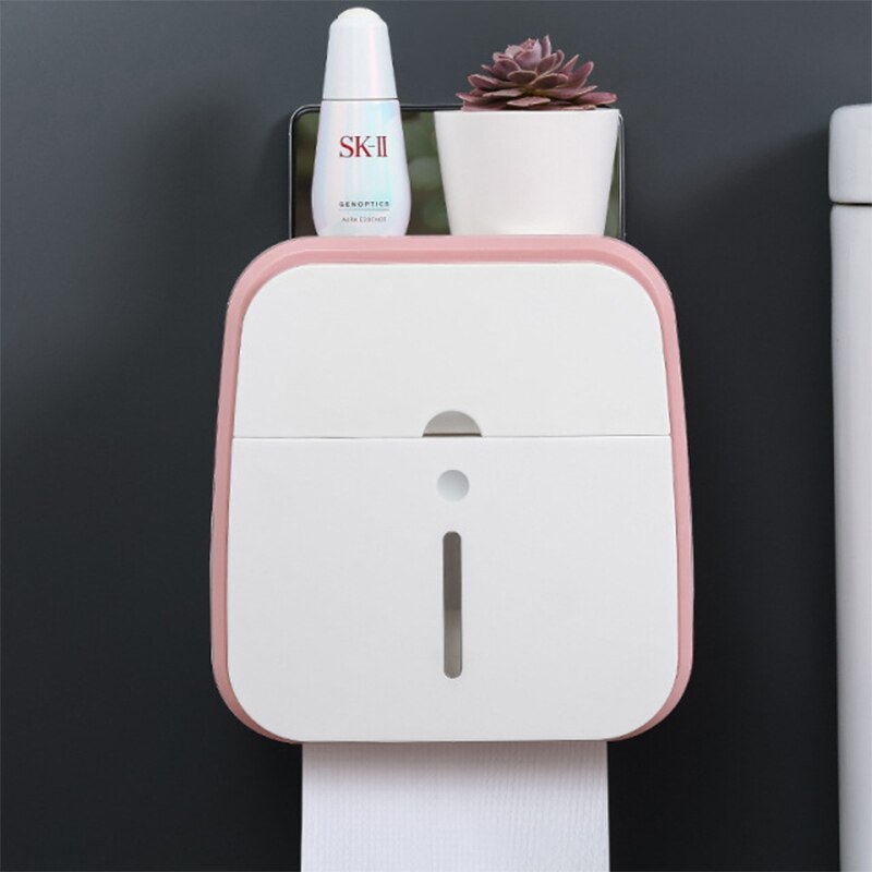 Penguin Toilet Paper Holder Portable Waterproof Wall Mounted Storage Box Tray Tissue Box Organizer Bathroom Accessories: Pink