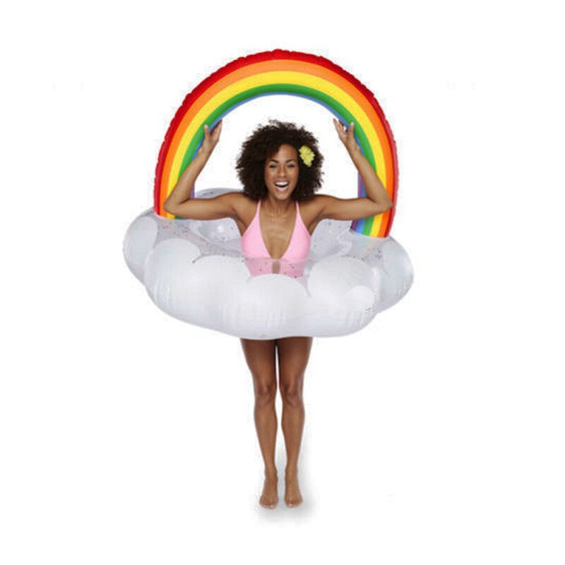 Aufblasbare Regenbogen Schwimmen Ring Wolke Wasser Boje Erwachsene Super Große Pvc Schwimm Reihe Montieren Einhorn Schwimmbad Spielzeug Erwachsene