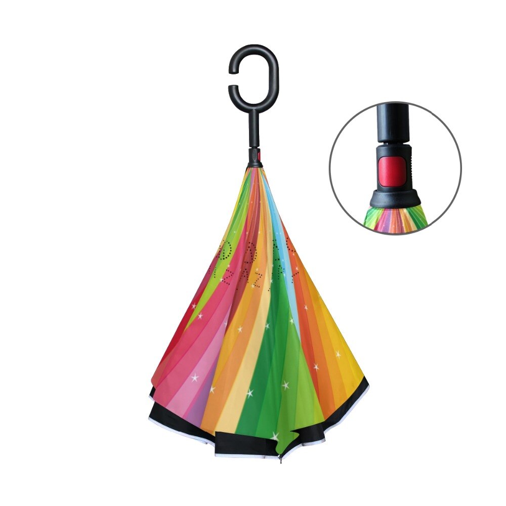 Abstract Stripes Windproof Reverse Double Layer Inverted Umbrella Self Stand Rain Protection C-Hook Hands For Car Women Umbrella