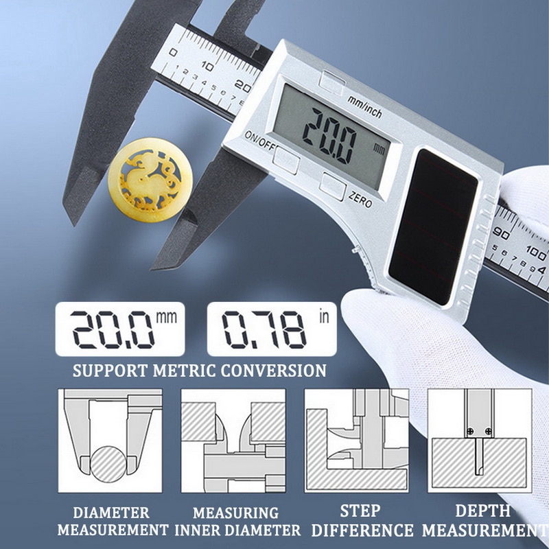 Digital Vernier Caliper Measuring Tool with LCD Screen 0-150mm Calipers Measuring Tool Vernier Calipers Inch/Metric Conversion