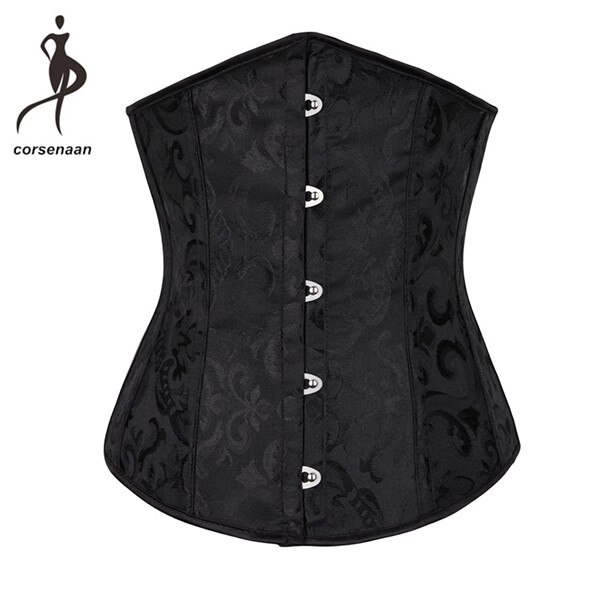 Black/White Women Wiast Shaper Long Troso Waist Training Corset 14 Steel Boned Underbust Corsets Size XS-2XL 28331#: Black / XXL