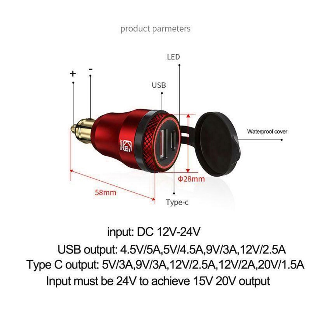 Buchse Energie Adapter Stecker Für BMW Motorrad Hella Aluminium Wasserdicht Typ C Zubehör