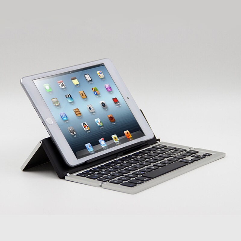 Ultra-thin Folding Blue-tooth Keyboard For Universal Android Tablet Phone Mini Wireless Keyboard: Grey