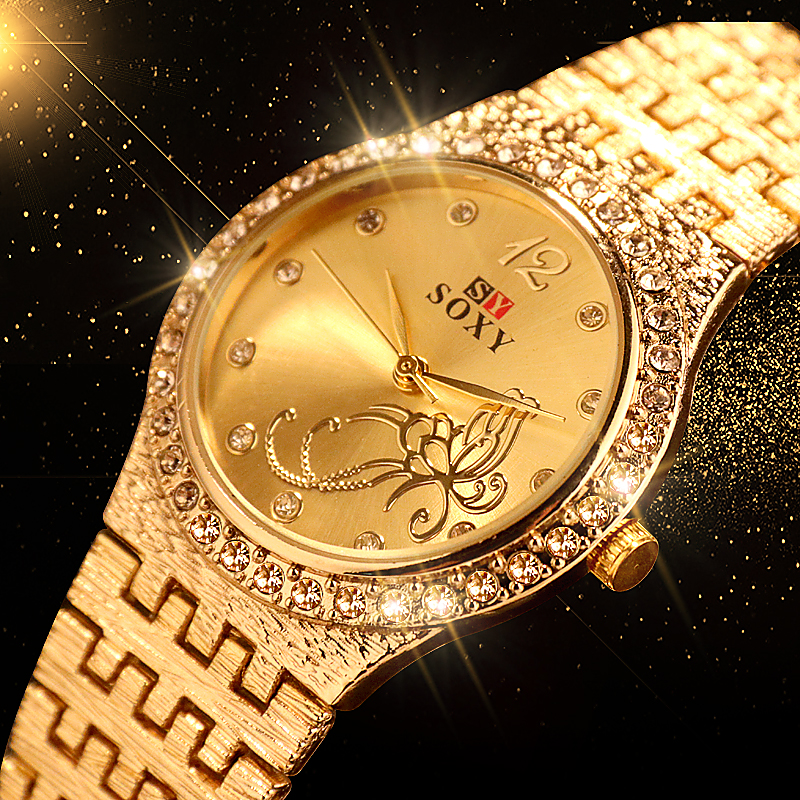 SOXY vrouwen Armband Horloges Rhinestone Vrouwen Horloges Bloem Vlinder Prachtige Casual Dames Horloge Vrouwelijke Klok
