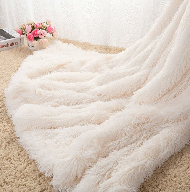 Sofa/luft/sengetøy tepper mantas hvit rosa grå fleece fluffy plysj sengeteppe couverture polaire plaids: Elfenben / 160 x 200cm