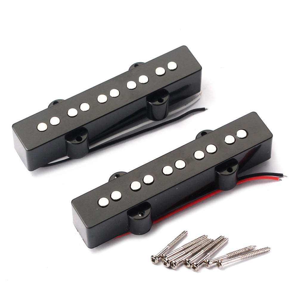 5 String Electric Bass Pickups Bridge Neck Pickups Set for Jazz Bass Guitar Open Style Guitar Parts and Accessories GMB08 Bla