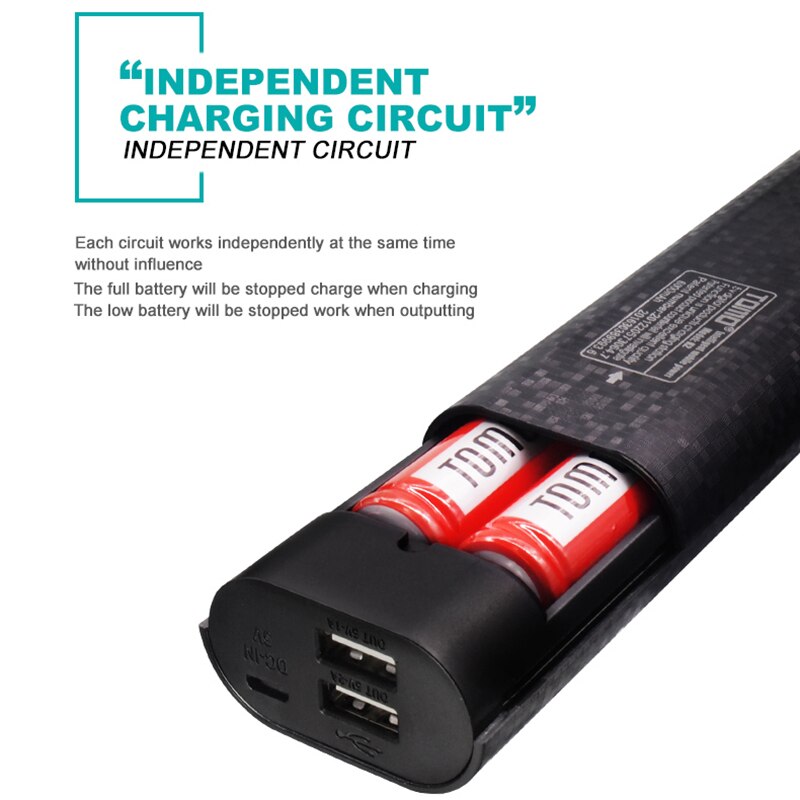 -Tomo Smart Power Charger Zaklamp Functie Power Bank Case 2X18650 Batterij Oplader Draagbare Power Bank Box Voor Telefoon charg