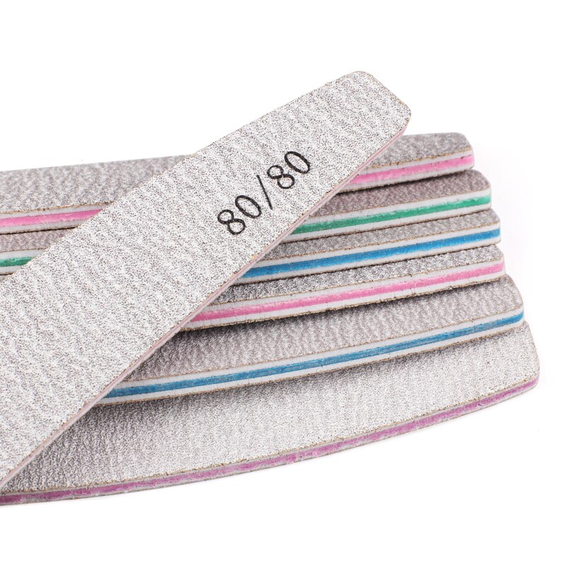 5pz/10pz lime per unghie colorate per barche in carta vetrata 80/100/150/180/240 tampone di carta vetrata grigia smeriglio bordo manicure accessori per unghie