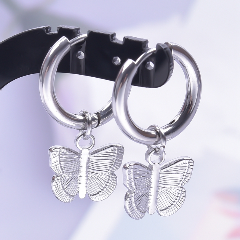Flamingo Schlange Ohrring durchbohren Edelstahl Ohrringe Für Frauen Männer Zubehör Rose Schädel Ohr Ringe Reifen Pendientes Mujer: Antike Bronze- überzogen