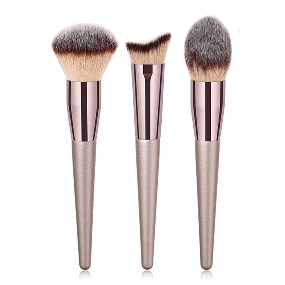 Billigste champagne træ foundation pudder kosmetisk øjenbryn øjenskygge børste kit makeup artist børste sæt værktøjer: 3 stk xb yxh børste