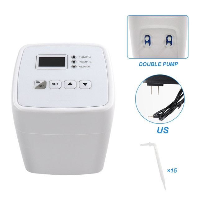 Automatic Watering System DIY Micro Drip Irrigation Kit Houseplants Cultivation Device with Digital Interval Programmable Timer: American plug-M